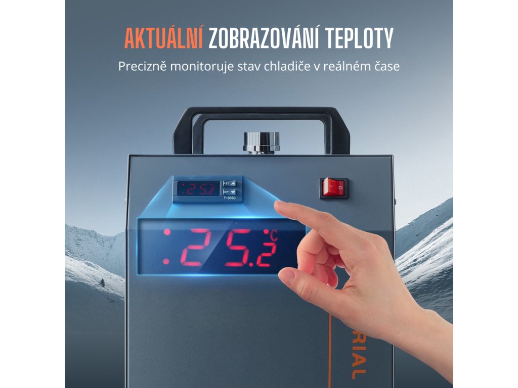 Průmyslový vodní chladič CW-5202 - zobrazovani teploty
